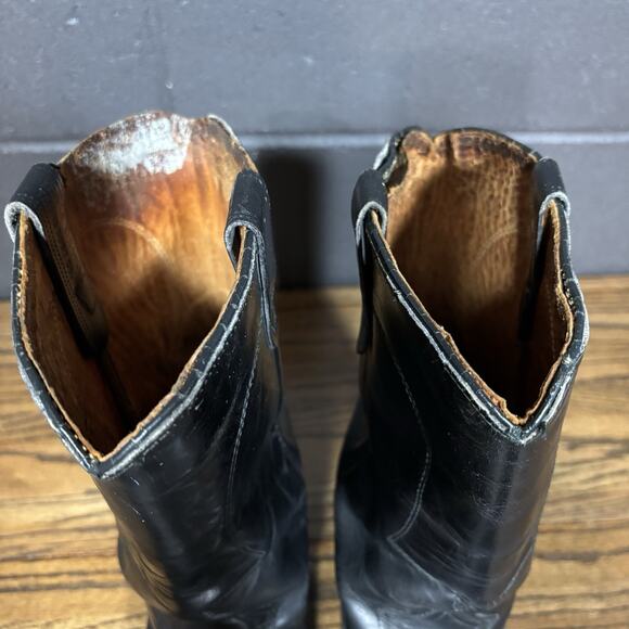 Vintage Texas Boots 8300 Black Leather Cowboy Western Boots Men’s 8 D Made USA - Picture 4 of 8